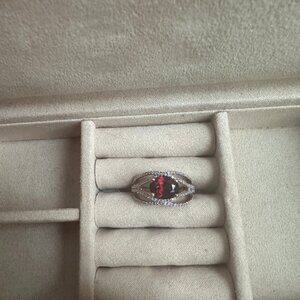 Natural Garnet and Diamond Ring